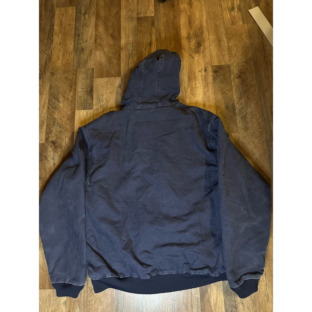 Vintage Faded & Distressed Navy Carhartt Hooded Canvas Work Jacket - Picture 8 of 8